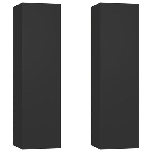 Tv-borde 2 stk. 30,5x30x110 cm konstrueret træ sort