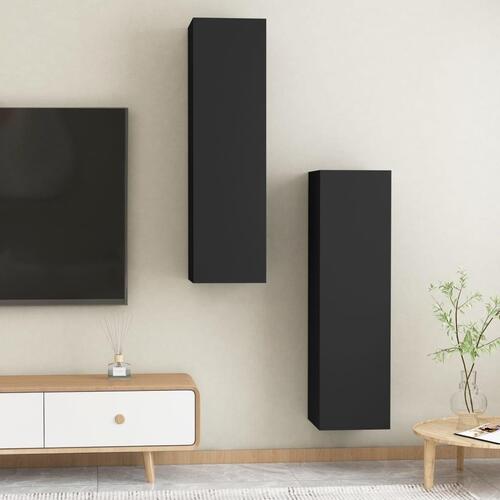 Tv-borde 2 stk. 30,5x30x110 cm konstrueret træ sort