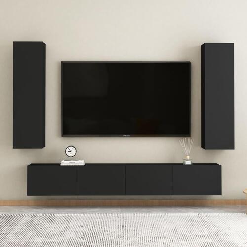 Tv-borde 2 stk. 30,5x30x110 cm konstrueret træ sort