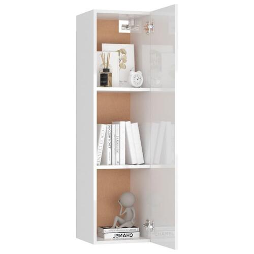 Tv-borde 2 stk. 30,5x30x110 cm konstrueret træ hvid højglans