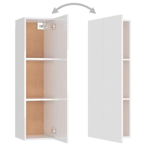 Tv-borde 2 stk. 30,5x30x110 cm konstrueret træ hvid højglans