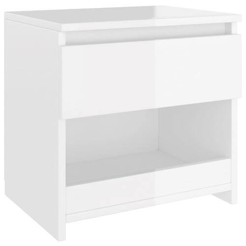 Sengebord 40x30x39 cm spånplade hvid højglans