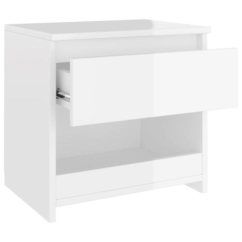 Sengebord 40x30x39 cm spånplade hvid højglans