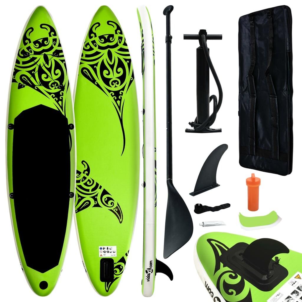 Oppusteligt paddleboardsæt 366x76x15 cm grøn