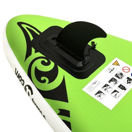 Oppusteligt paddleboardsæt 366x76x15 cm grøn