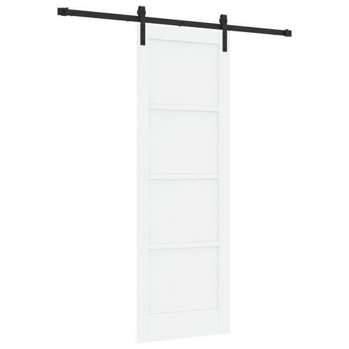 Skydedør med hardware sæt Hvid 73.5x211 cm Solid Fyrretræ, Indendørs dør 'ORKDAL'Hvid 73.5x211x4 cm Solid Fyrretræ