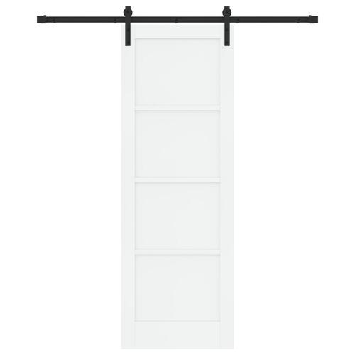 Skydedør med hardware sæt Hvid 73.5x211 cm Solid Fyrretræ, Indendørs dør 'ORKDAL'Hvid 73.5x211x4 cm Solid Fyrretræ