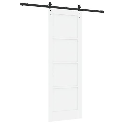 Skydedør med hardware sæt Hvid 73.5x211 cm Solid Fyrretræ, Indendørs dør 'ORKDAL'Hvid 73.5x211x4 cm Solid Fyrretræ