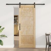 Glidende Dør med Hardware Sæt 78x202 cm Solid Træ Fyrretræ, Indendørs Dør "ORKDAL" 78x202x4 cm Solid Træ Fyrretræ