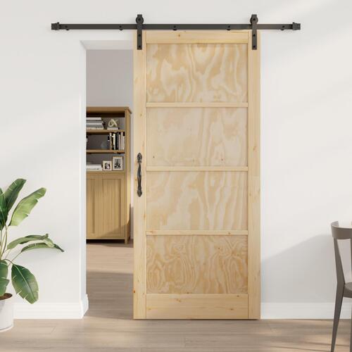 Glidende Dør med Hardware Sæt 93x211 cm Solid Træ Fyrretræ, Indvendig Dør 'ORKDAL'93x211x4 cm Solid Træ Fyrretræ