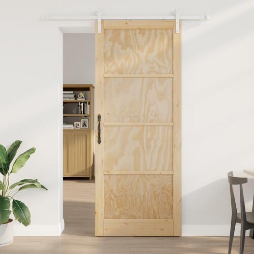 Glidende dør med beslag 93x232 cm solid fyrretræ, indendørs dør 'ORKDAL'93x232x4 cm solid fyrretræ