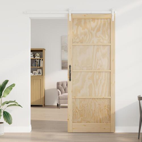 Glidende dør med beslag 93x232 cm solid fyrretræ, indendørs dør 'ORKDAL'93x232x4 cm solid fyrretræ