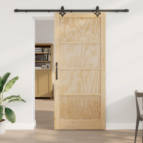 Glidedør med Hardware Sæt 93x211 cm Massivt Træ Fyrretræ, Indvendig Dør "ORKDAL" 93x211x4 cm Massivt Træ Fyrretræ