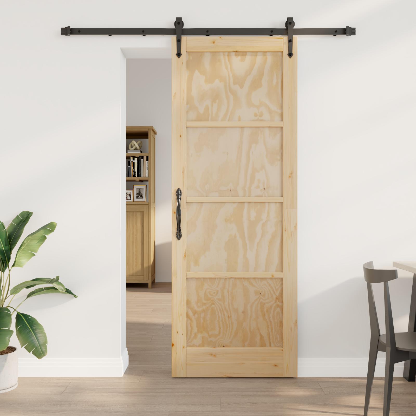 Skydedør med hardware sæt 78x211 cm Solid træ Fyrretræ,  indvendig dør , ORKDAL