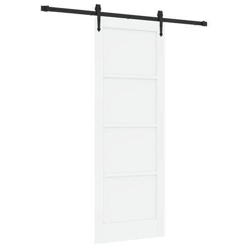 Skydedør med Hardware Sæt Hvid 78x211 cm Massiv Træ Fyr, Indvendig Dør 'ORKDAL'Hvid 78x211x4 cm Massiv Træ Fyr