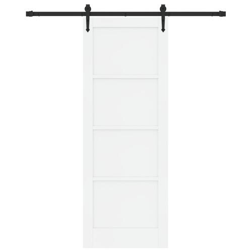 Skydedør med Hardware Sæt Hvid 78x211 cm Massiv Træ Fyr, Indvendig Dør 'ORKDAL'Hvid 78x211x4 cm Massiv Træ Fyr