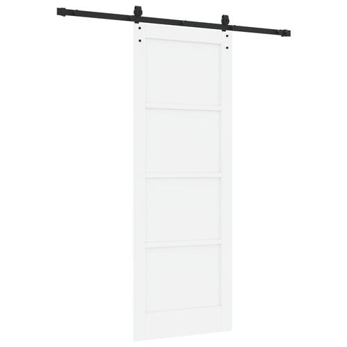 Skydedør med Hardware Sæt Hvid 78x211 cm Massiv Træ Fyr, Indvendig Dør 'ORKDAL'Hvid 78x211x4 cm Massiv Træ Fyr