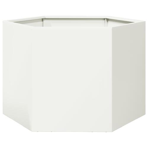 Plantekasse 69x60x45 cm sekskantet stål hvid (OUTLET A+)