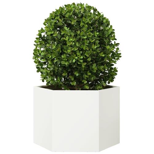 Plantekasse 69x60x45 cm sekskantet stål hvid (OUTLET A+)