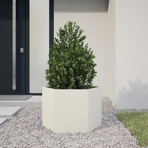 Plantekasse 69x60x45 cm sekskantet stål hvid (OUTLET A)
