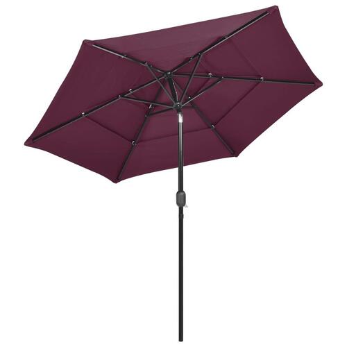 Parasol 2,5 m aluminiumsstang 3 niveauer bordeauxrød