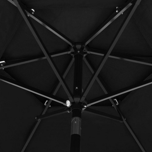 Parasol 2,5 m med aluminiumsstang i 3 niveauer - sort