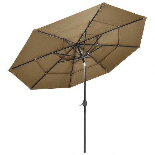 Parasol med aluminiumsstang 3 m - 3 niveauer, gråbrun