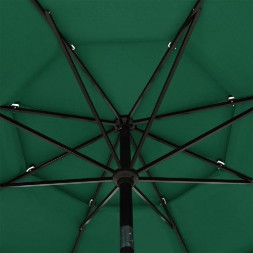 Parasol med aluminiumsstang 3,5 m - 3 niveauer, grøn