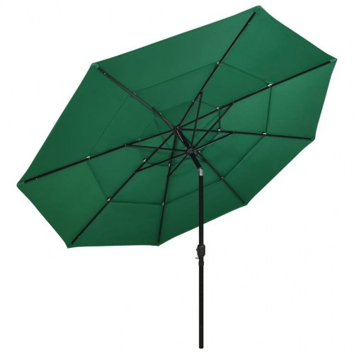 Parasol med aluminiumsstang 3,5 m - 3 niveauer, grøn