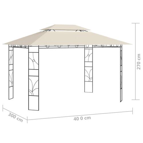 Pavillon 4x3x2,7 m 160 g/m² cremefarvet