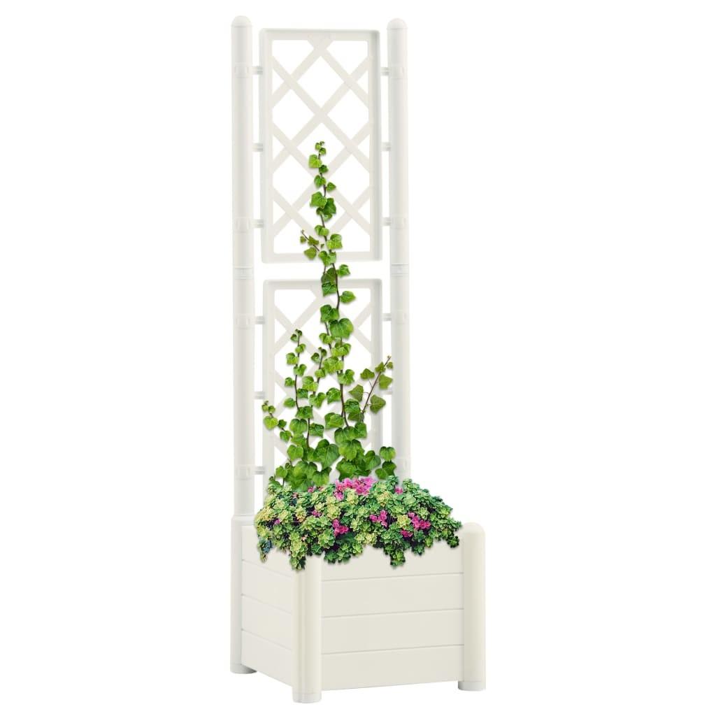 Plantekasse med espalier 43x43x142 cm PP hvid