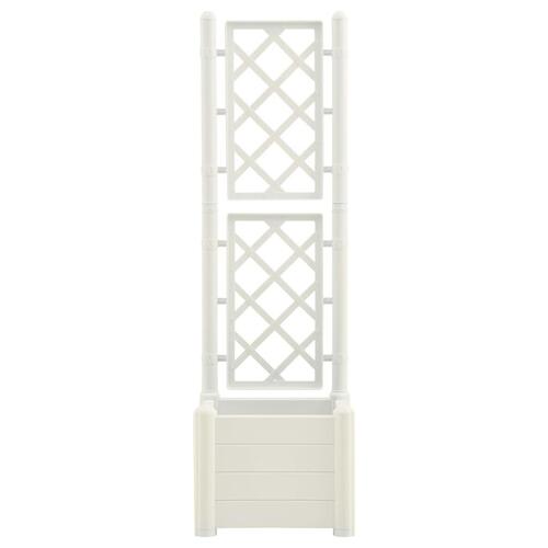 Plantekasse med espalier 43x43x142 cm PP hvid
