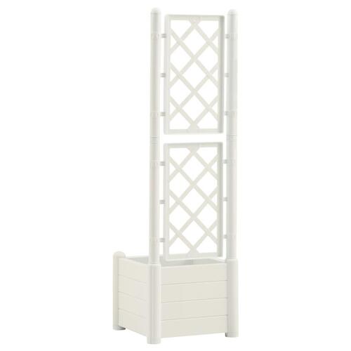 Plantekasse med espalier 43x43x142 cm PP hvid