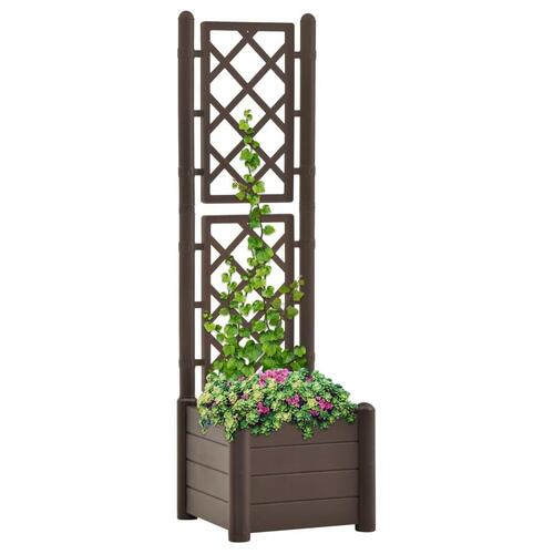 Plantekasse med espalier 43x43x142 cm PP mokkafarvet