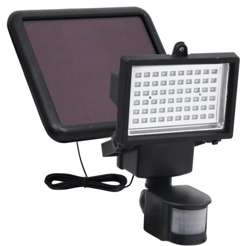Soldrevet LED-spotlight med sensor sort