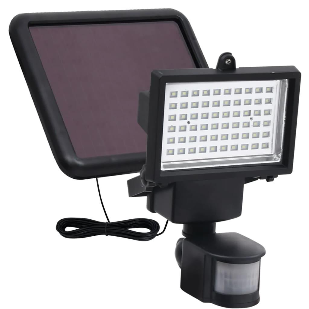 Soldrevet LED-spotlight med sensor sort