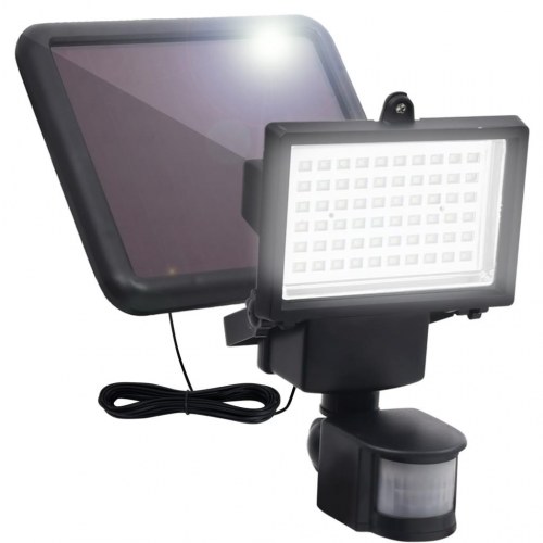 Soldrevet LED-spotlight med sensor sort