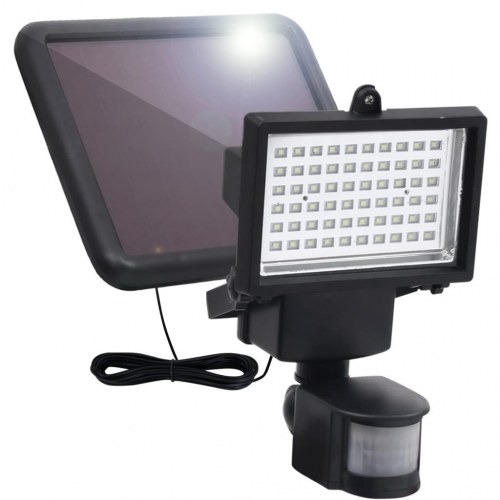 Soldrevet LED-spotlight med sensor sort