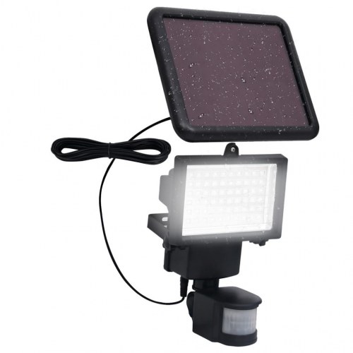 Soldrevet LED-spotlight med sensor sort