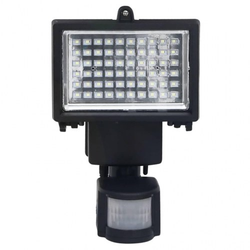 Soldrevet LED-spotlight med sensor sort