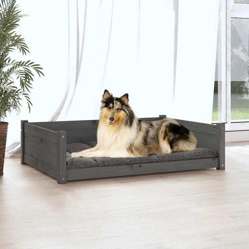 Hundeseng 95,5x65,5x28 cm massivt fyrretræ grå