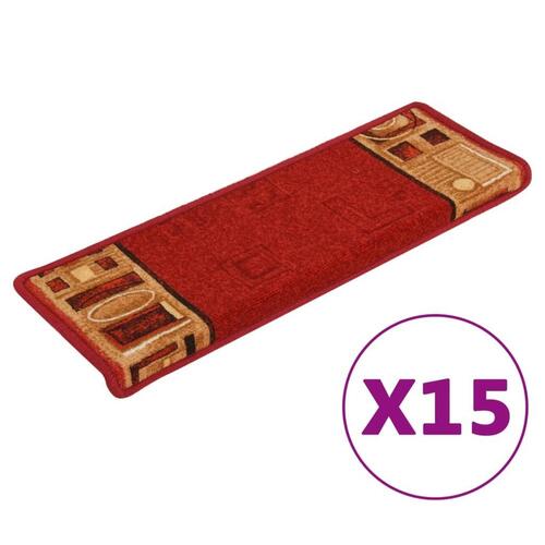 15 stk. trappemåtter 65x21x4 cm selvklæbende rød