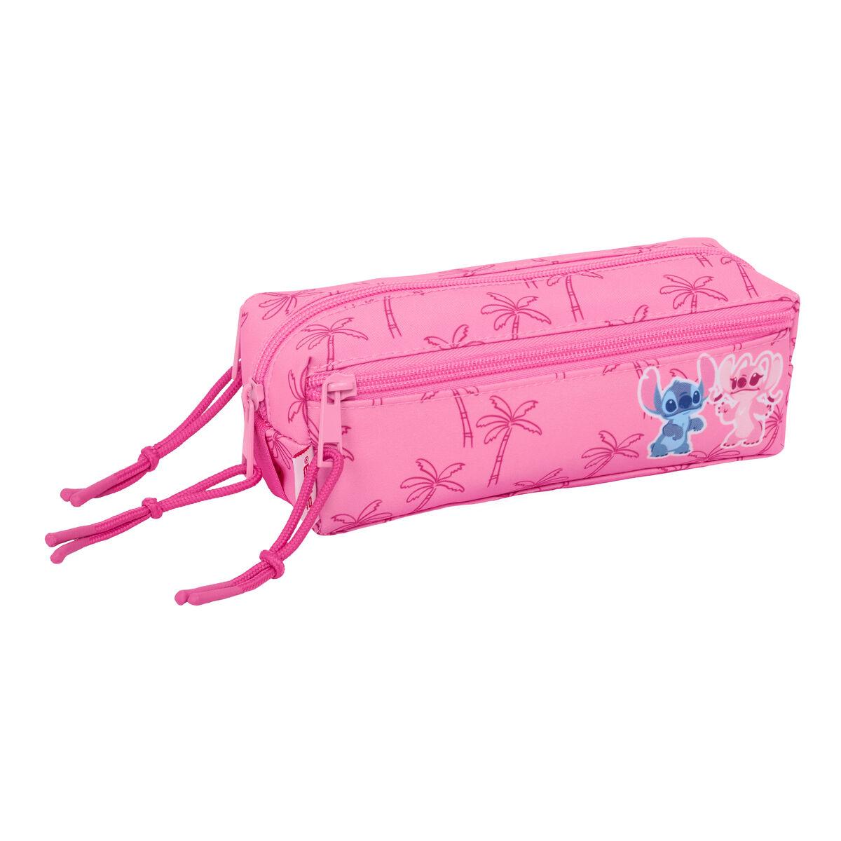 Lilo & Stitch tredobbelt penalhus - Chill Pink/Mint 22 × 8,5 × 6 cm
