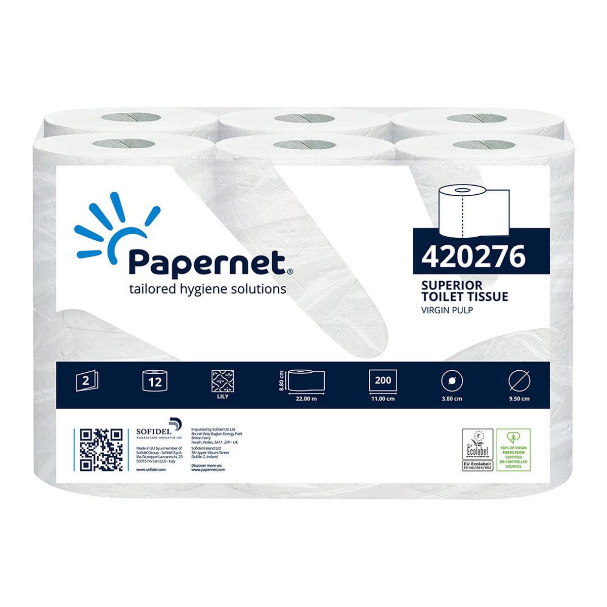 Papernet S22 toiletpapir - 2-lags, 12 ruller
