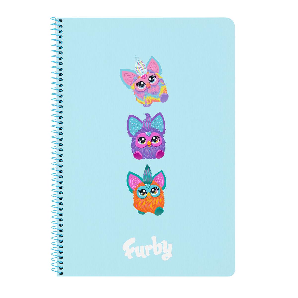 Furby notesbog A4 - himmelblå, 80 ark, spiral
