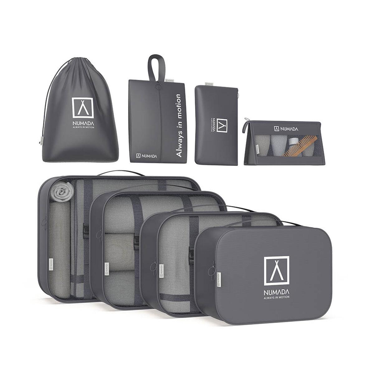 Numada Arrangør - pakkeposer sæt, mørkegrå (8 dele)