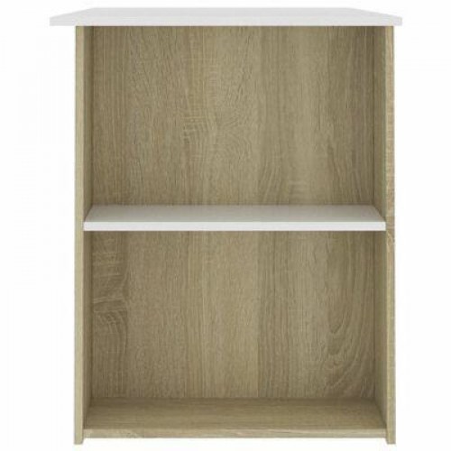 Skrivebord 110x60x73 cm konstrueret træ hvid og sonoma-eg
