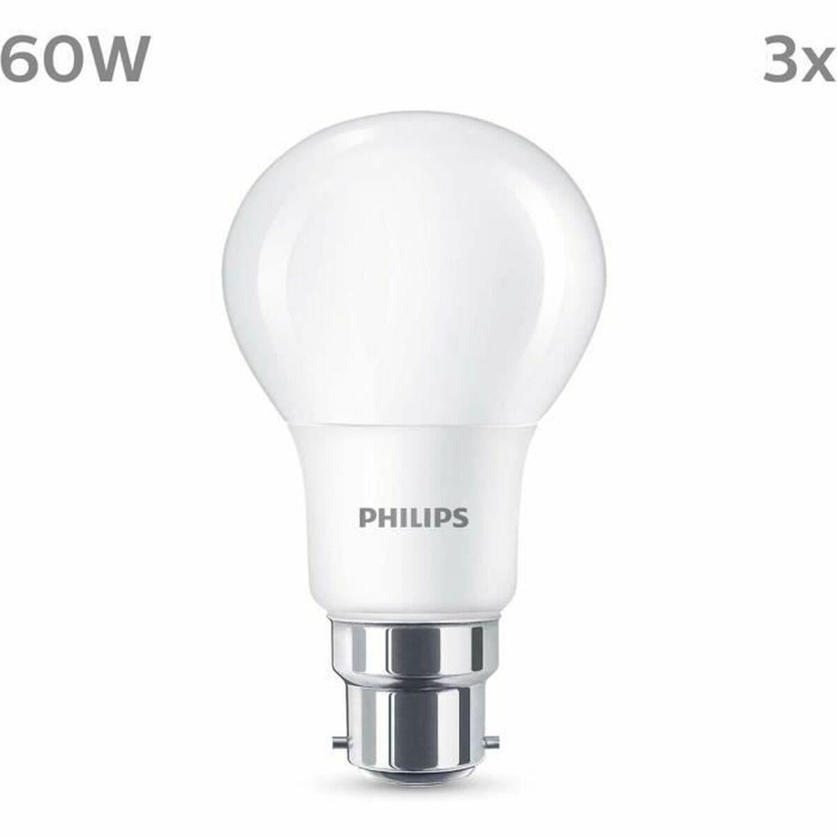 Philips LED-pære B22 8 W (60 W) Mat - Varm hvid 2700 K, 3-pak
