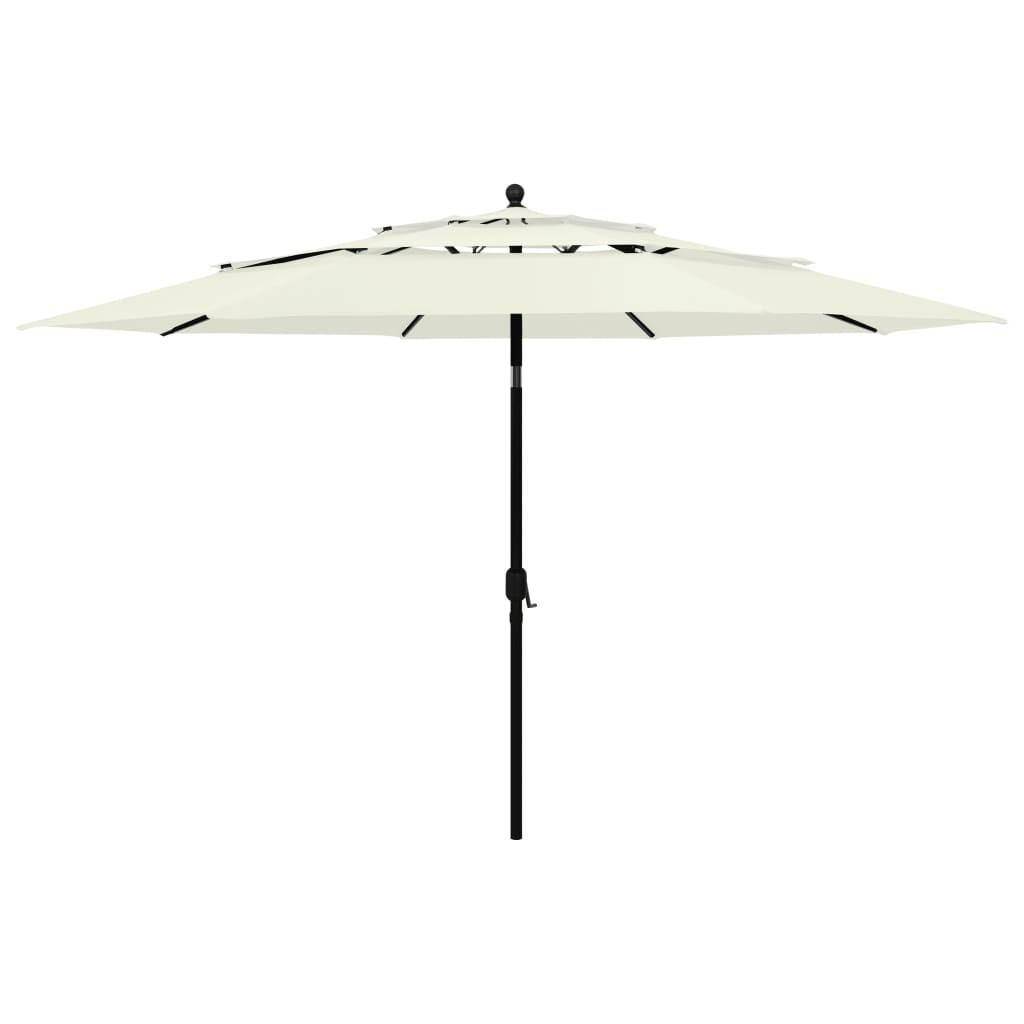 Parasol med aluminiumsstang i 3 niveauer 3,5 m sandfarvet