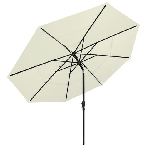 Parasol med aluminiumsstang i 3 niveauer 3,5 m sandfarvet